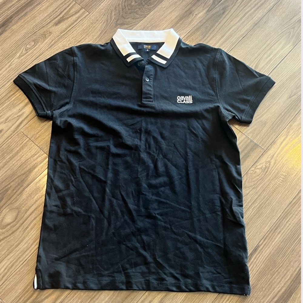 Men's Cavalli Class Polo- Black Size Small
